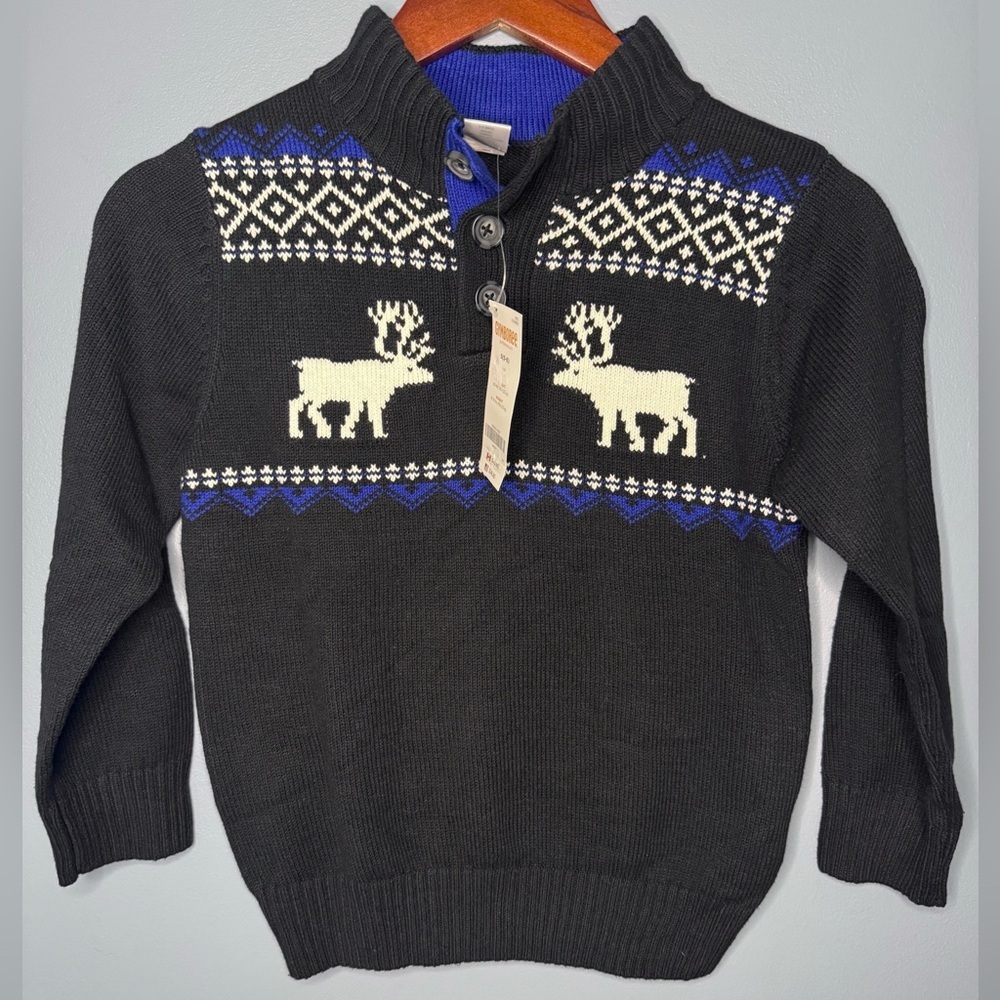 NWT Gymboree Reindeer Fair Isle Winter Sweater Woodland Rustic Size Small (5-6)